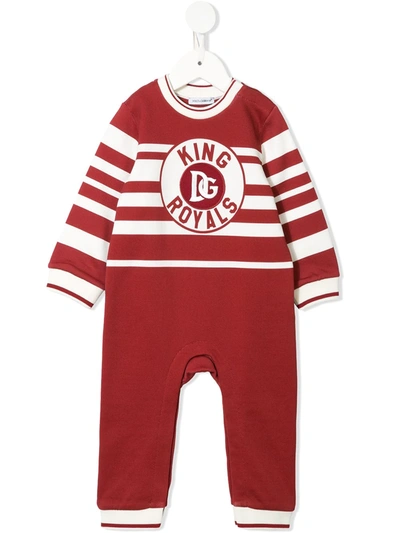 Dolce & Gabbana Babies' Dg Royals Print Romper In Red