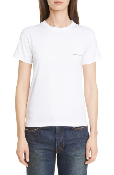 Balenciaga Copyright Fitted Jersey Tee In White