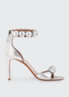 Alaïa Bombe Stud Snakeskin Ankle-wrap High-heel Sandals In White