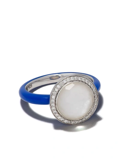 Ippolita Sterling Silver Lollipop Clear Quartz, Mother-of-pearl & Diamond Carnevale Ring In White/turquoise