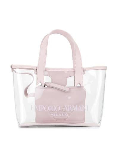 Emporio Armani Kids' Transparent Logo Tote Bag In Pink