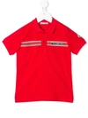 Moncler Kids' Short Sleeve Knitted-logo Polo Shirt In Red
