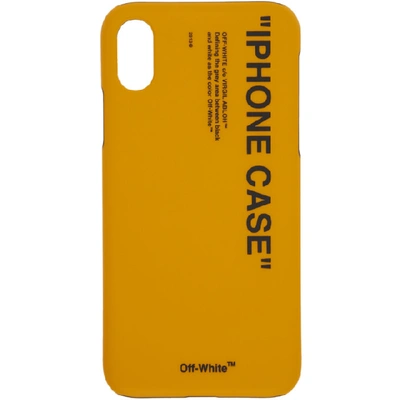 Off-white Quote Iphone Xs Max Cover In Yellow Pvc In Orange