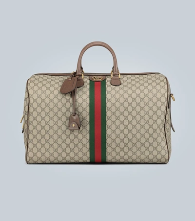 Gucci Ophidia Gg Large Duffel Bag In Beige Green