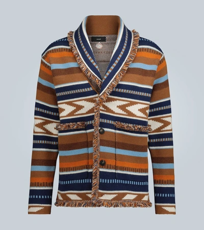 Alanui Mexican Blanket Knitted Cardigan In Orange