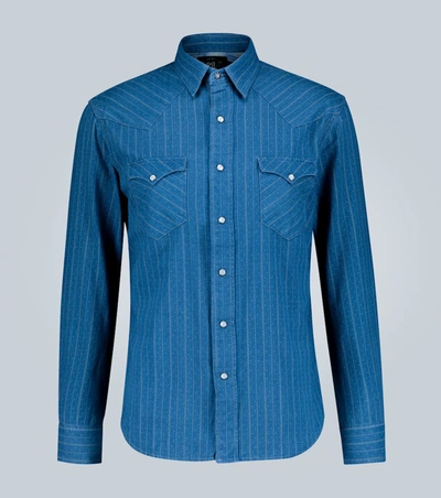 Rrl Printed Long-sleeved Shirt In Blue