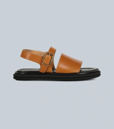 Dries Van Noten Leather Sandals In Brown