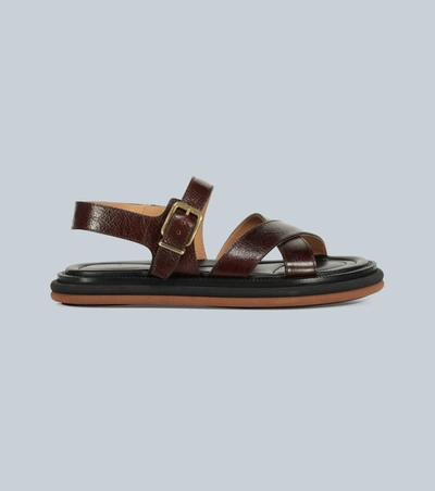 Dries Van Noten Leather-strap Sandals In Brown