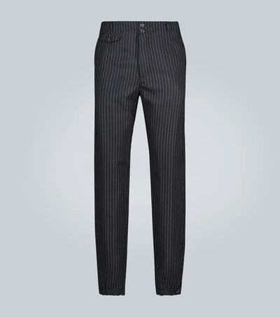 Rochas Wide-leg Pinstripe Wool Pants In Black