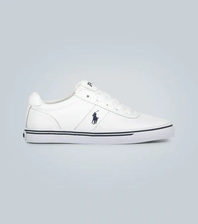 Polo Ralph Lauren Leather Hanford Trainers In White With Player Logo