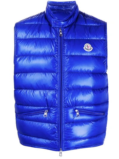 Moncler Gui Logo Patch Gilet In Blue