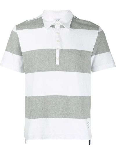 Thom Browne Short-sleeve Cotton Rugby Shirt In Grey