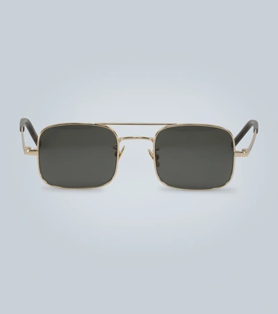 Saint Laurent Square Metal Sunglasses In Gold