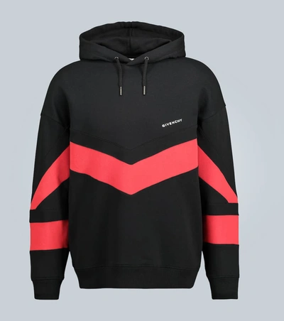 Givenchy Contrasting Striped Hooded Sweatshirt In Black