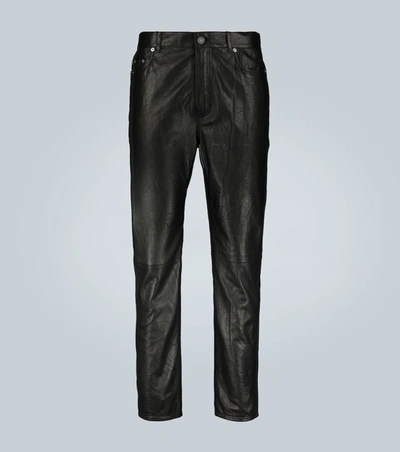 Saint Laurent Straight-cut Lamb Leather Pants In Black