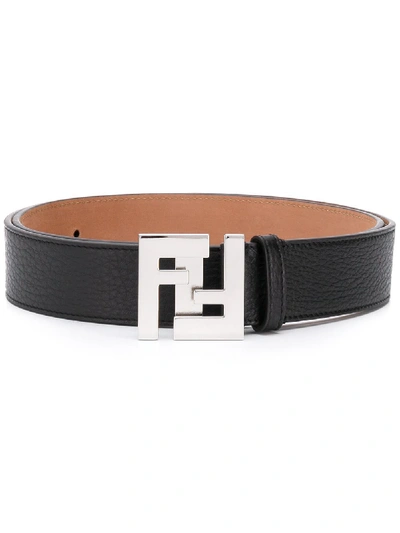 Fendi Leather Ff Buckle Belt In Black