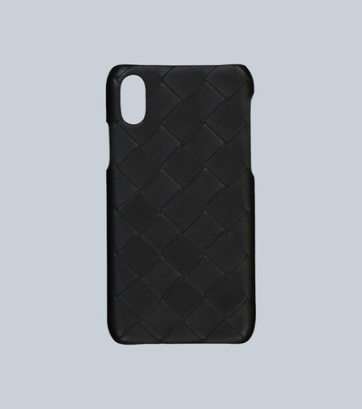 Bottega Veneta Leather Iphone Xs Cover In Black