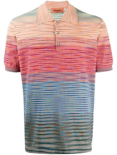Missoni Striped Knitted Cotton Polo Shirt In Blue