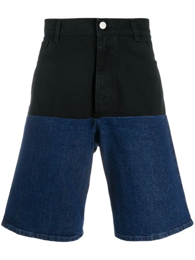 Raf Simons Paneled Wide-leg Denim Shorts In Black