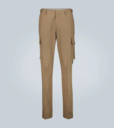 Burberry Canvas-trimmed Cotton Cargo Pants In Beige