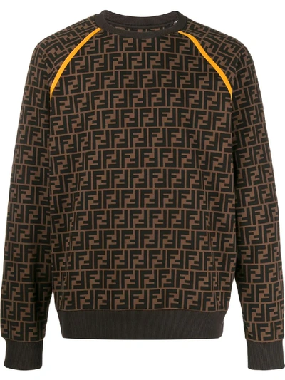 Fendi Felpa In Cotone Con Logo Ff In Brown