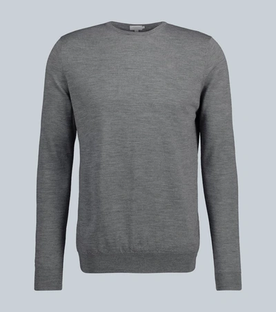 Sunspel Crew Neck Merino Wool Sweater In Grey