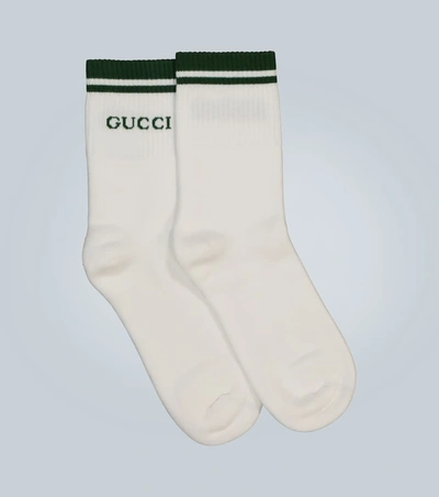 Gucci Short Cotton Stretch Socks In White