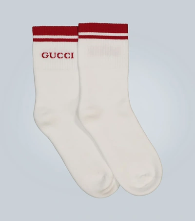 Gucci Short Cotton Stretch Socks In White