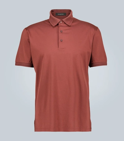 Ermenegildo Zegna Honeycomb Cotton-jersey Polo Shirt In Red