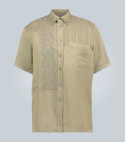 Rochas Embroidered Short-sleeved Overshirt In Brown