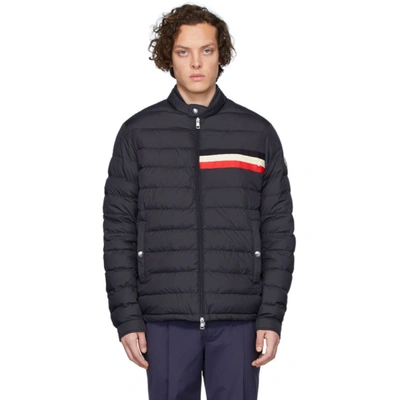 Moncler Yeres Striped Trimmed Jacket In Navy
