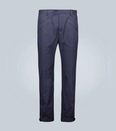 Lanvin Slim Pants With Buttoned Hem In Blue