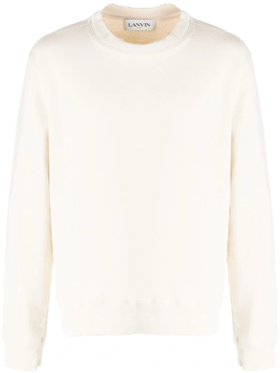 Lanvin Distressed Printed Sweatshirt In White