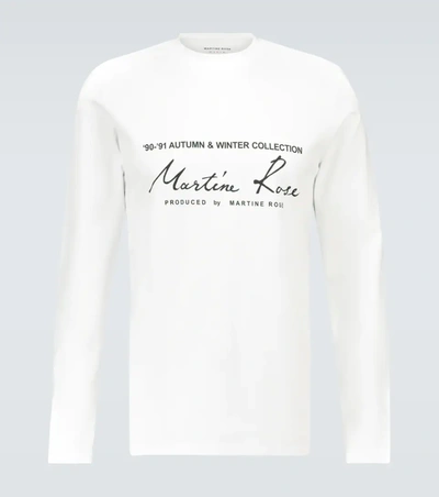 Martine Rose Logo Printed Long-sleeved T-shirt In White,black