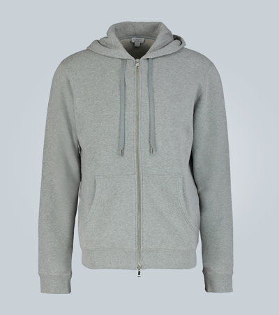 Sunspel Cotton-jersey Hooded Sweatshirt In Grey