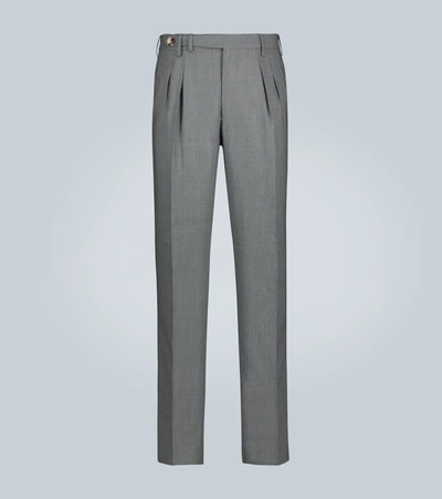 Brunello Cucinelli Double-pleated Virgin Wool Pants In Grey