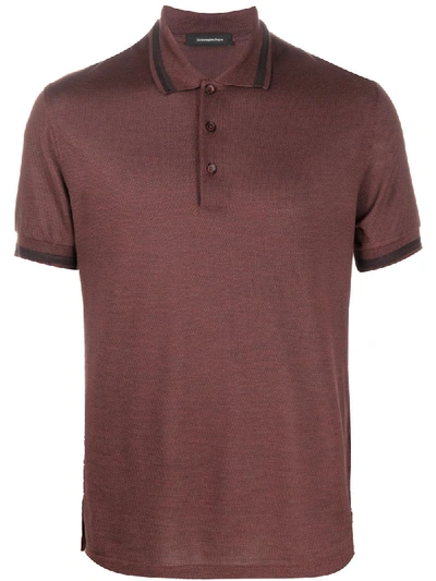 Ermenegildo Zegna Cotton And Silk-blend Polo Shirt In Brown
