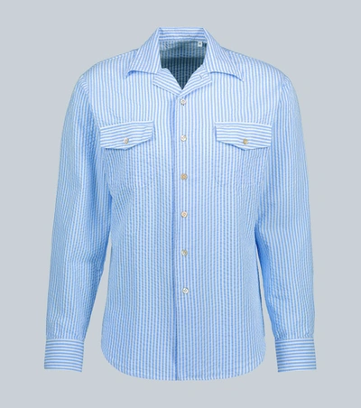 The Gigi Araki Cotton Seersucker Shirt In Blue
