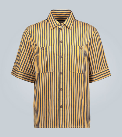 King And Tuckfield Striped Short-sleeved Shirt In Yellow