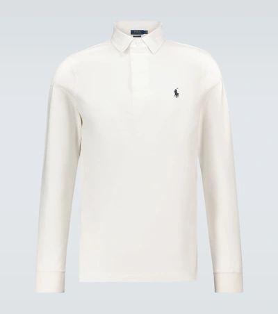 Polo Ralph Lauren Logo-embroidered Cotton-jersey Rugby Shirt In White