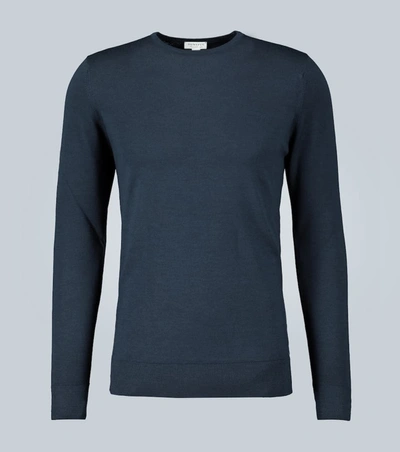 Sunspel Merino Wool Sweater In Blue