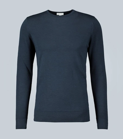 Sunspel Merino Wool Jumper In Blue