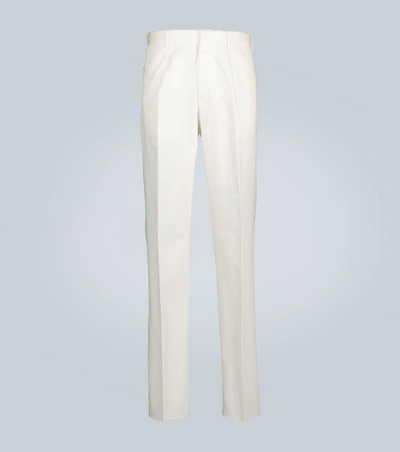 Ermenegildo Zegna Cotton-blend Straight-leg Pants In White