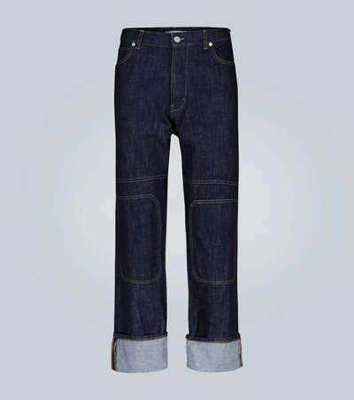 Jw Anderson Patch Denim Trousers In Blue