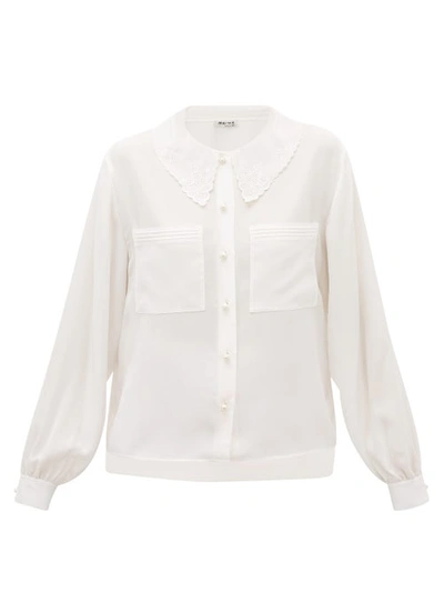 Miu Miu Chelsea-collared Silk Shirt In White