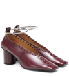 Jil Sander Whipstitched Square-toe Leather Pumps In Bordeaux