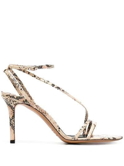 Isabel Marant Axee Python-effect Leather Sandals In Neutrals