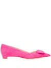 Rupert Sanderson New Aga Pebble Point-toe Suede Flats In Pink