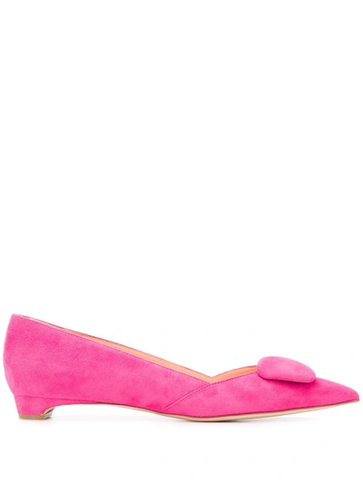 Rupert Sanderson New Aga Pebble Point-toe Suede Flats In Pink