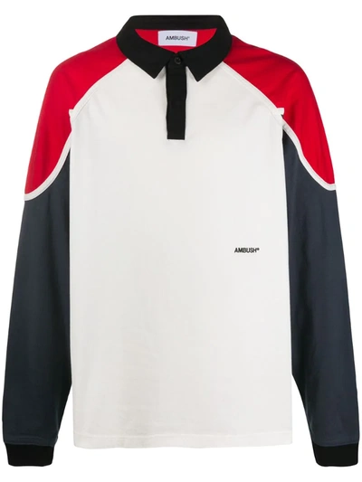 Ambush Logo-embroidered Cotton-jersey Rugby Shirt In White